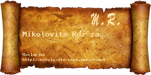 Mikolovits Róza névjegykártya